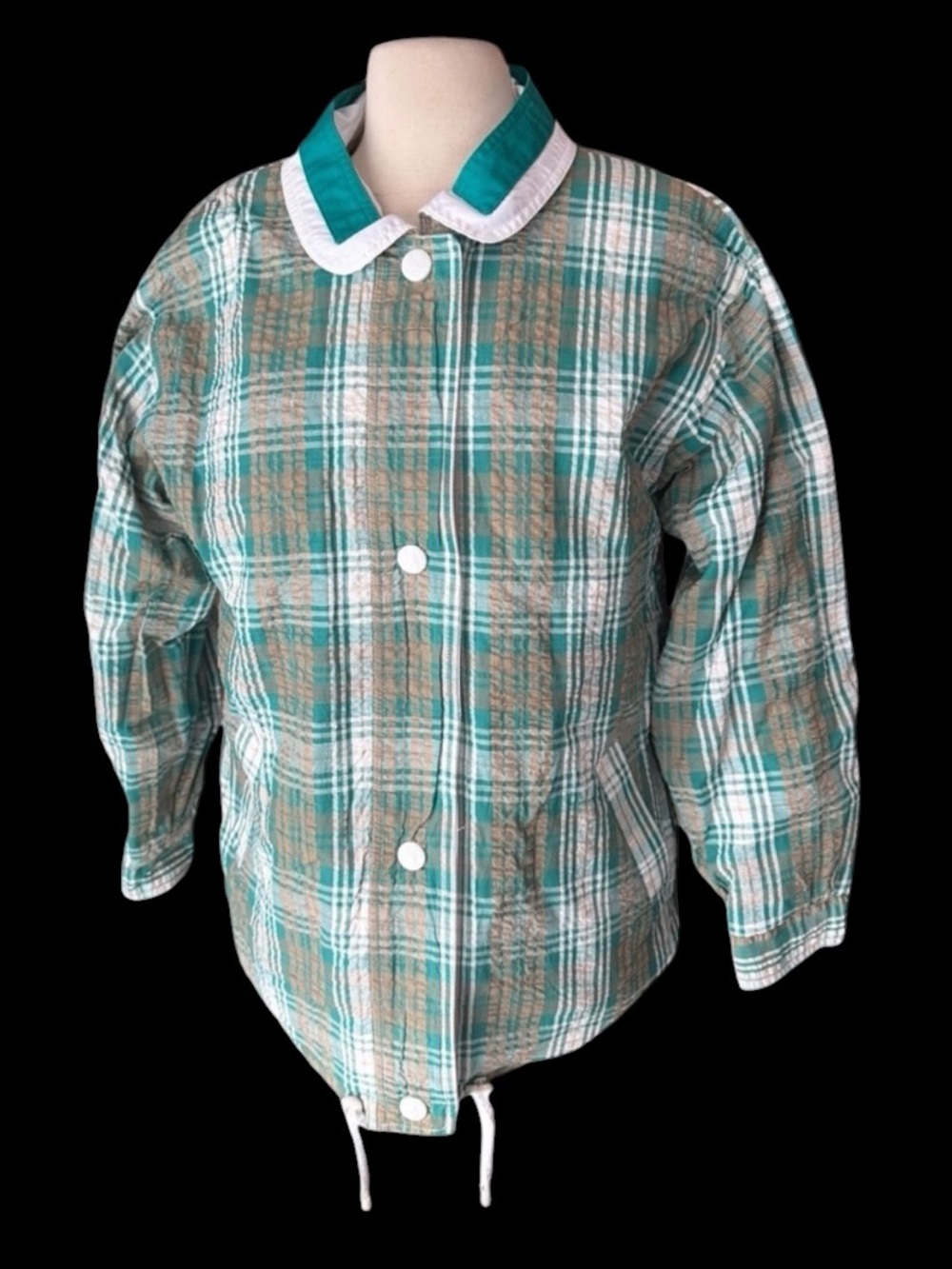1980s/90s Izzi Cotton Blend Reversible Plaid Collared Front Snap Down Closure Bo